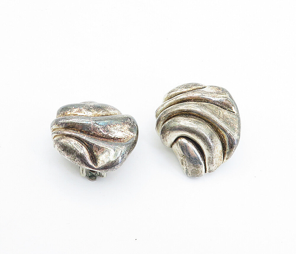 FREDERIC JEAN DUCLOS 925 Silver  Vintage Fluted Non Pierce Earrings  EG2601