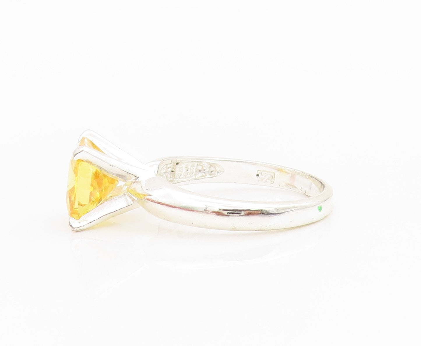 925 Sterling Silver Vintage Ring Minimalist Square Cut CZ  Sz 7.5  RG33225