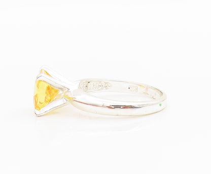 925 Sterling Silver Vintage Ring Minimalist Square Cut CZ  Sz 7.5  RG33225