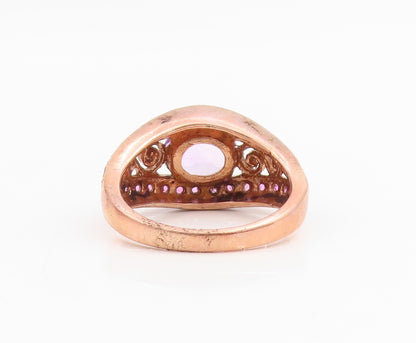 925 Sterling Silver Vintage Ring Gold Plated Amethyst Scroll Band  Sz 8  RG34813
