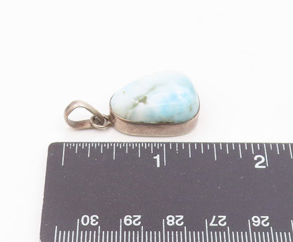 925 Sterling Silver  Vintage Cabochon Cut Larimar Smooth Pendant  PT10979