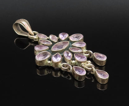925 Sterling Silver  Vintage Multi Pear Shaped Gemstone Dangle Pendant  PT21765