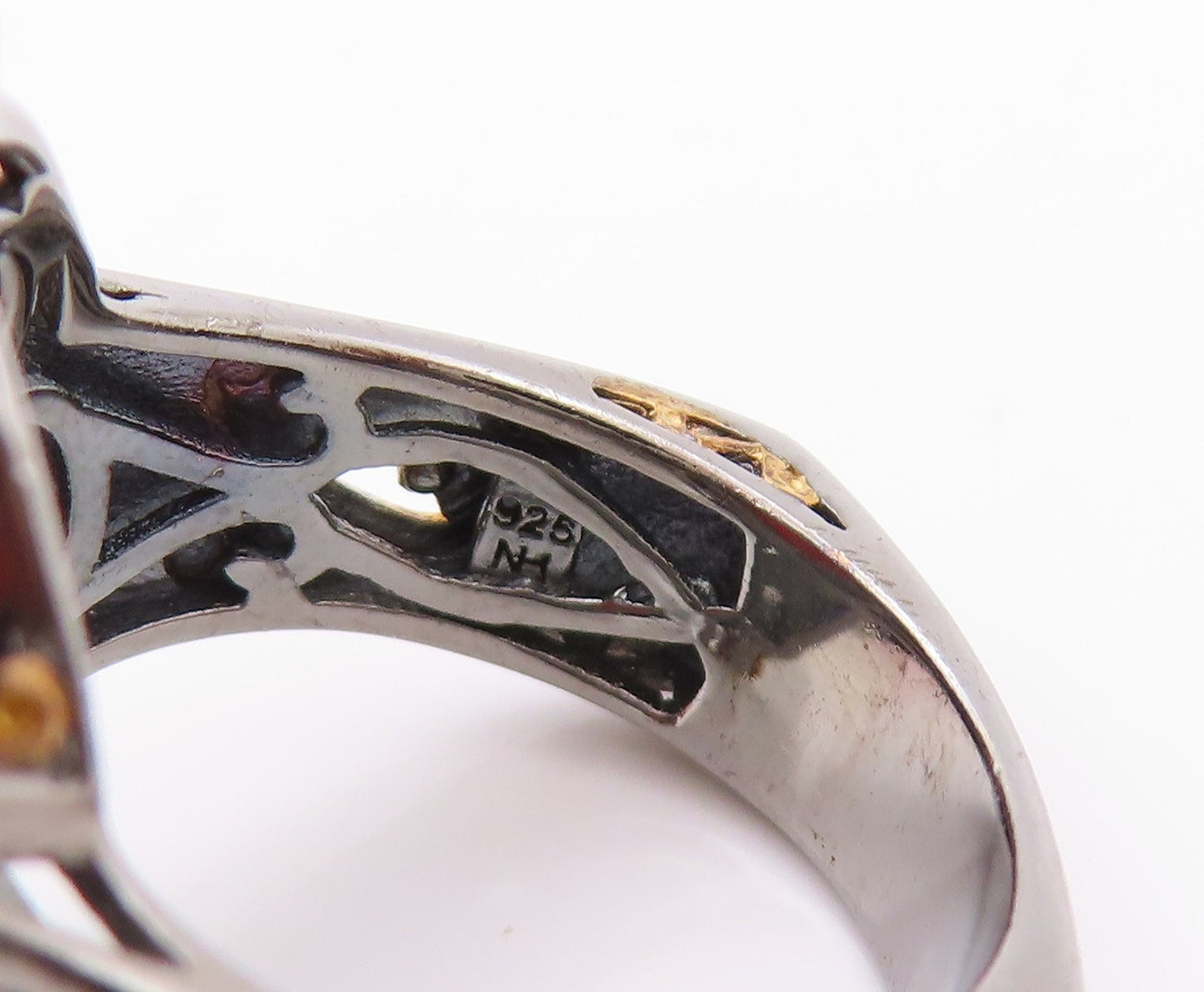 925 Sterling Silver Vintage Ring MICHAEL VALITUTTI Orange Gemstone  Sz 8 RG32470