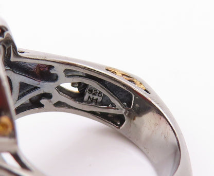 925 Sterling Silver Vintage Ring MICHAEL VALITUTTI Orange Gemstone  Sz 8 RG32470