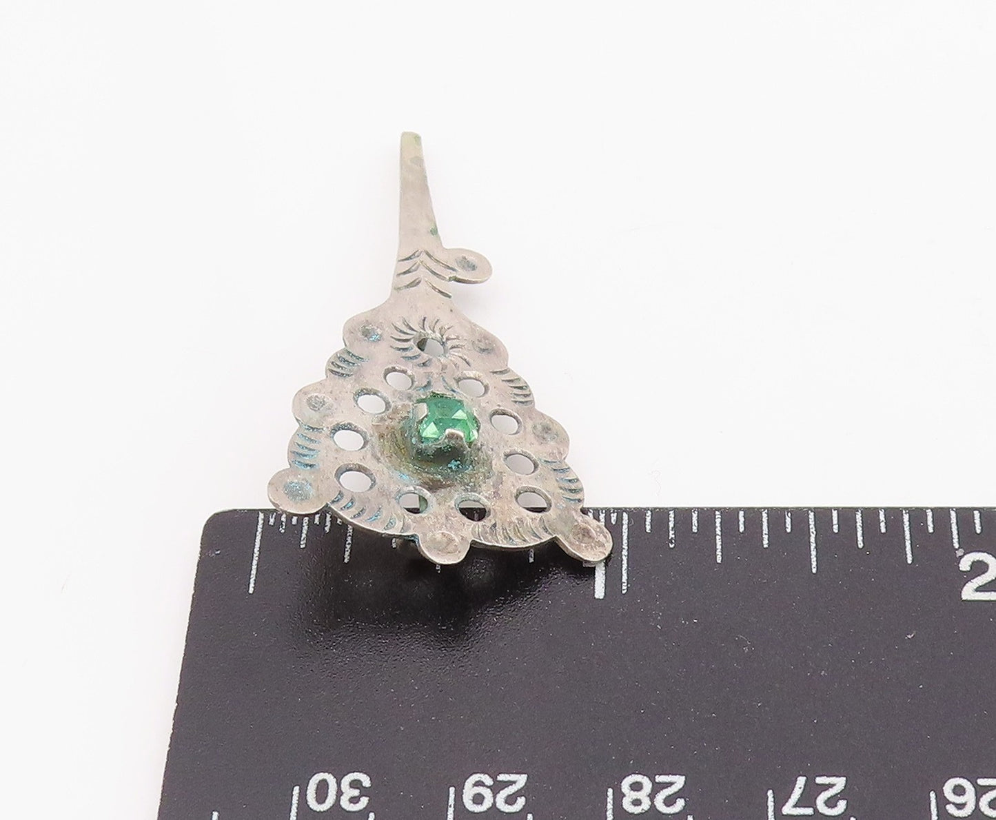 925 Sterling Silver Vintage Brooch Topaz Etched Intricate Openwork Pin  BP12303