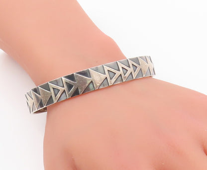 925 Sterling Silver Vintage Bracelet EAST EUROPE Antique Triangle Cuff  BT11092