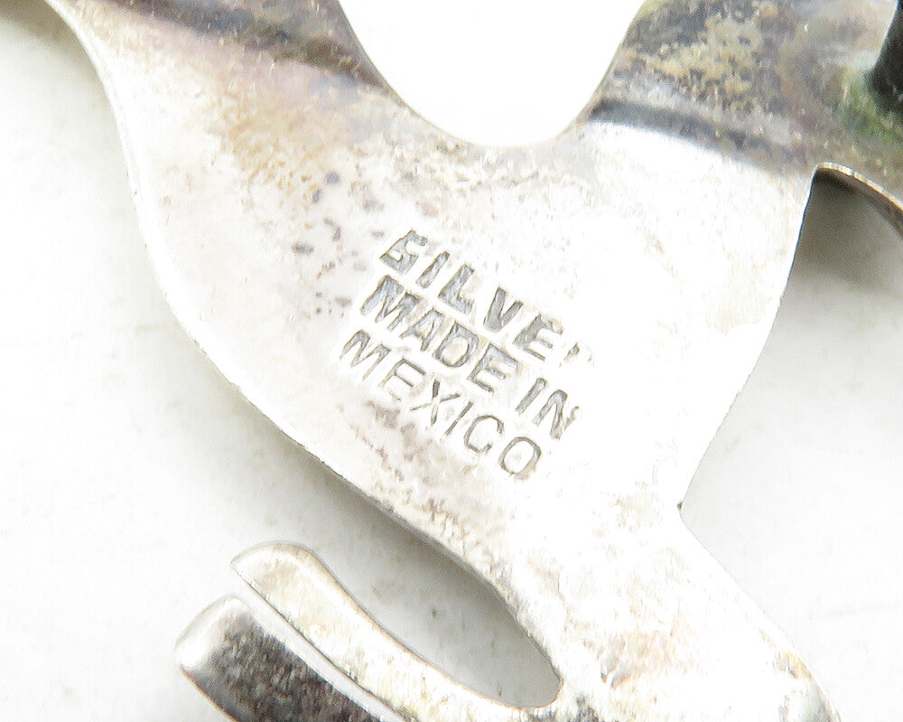 MEXICO 925 Sterling Silver  Vintage Antique Turquoise Deer Brooch Pin  BP4681