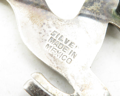MEXICO 925 Sterling Silver  Vintage Antique Turquoise Deer Brooch Pin  BP4681