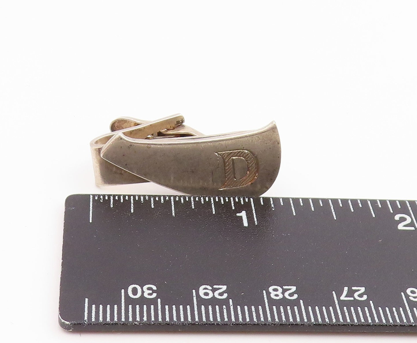 925 Sterling Silver Vintage Minimalist Etched Initial D Tie Clip  TR3399