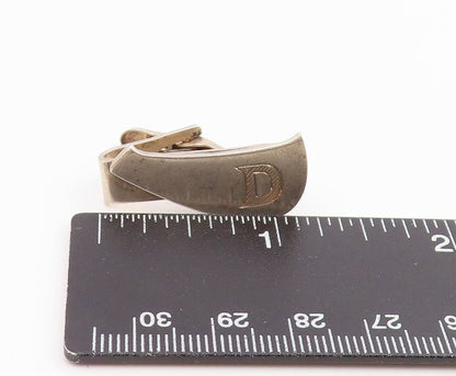 925 Sterling Silver Vintage Minimalist Etched Initial D Tie Clip  TR3399