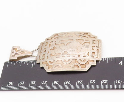 925 Sterling Silver Vintage Pendant Intricate Geometric Figural Motif  PT25519