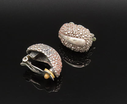 DESIGNER 925 Silver  Vintage Rough Texture Curved Non Pierced Earrings EG12134