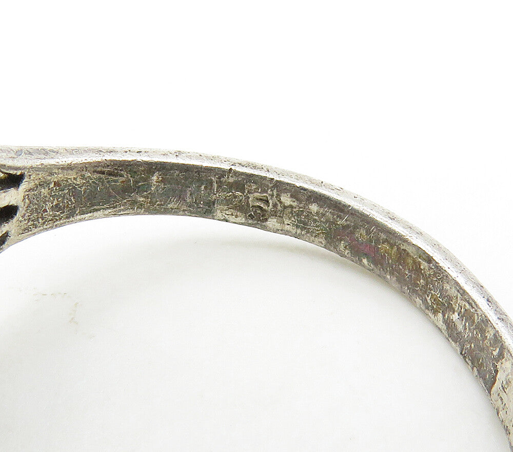 925 Sterling Silver  Vintage Floral Leaves Bypass Band Ring Sz 6.5  RG16897