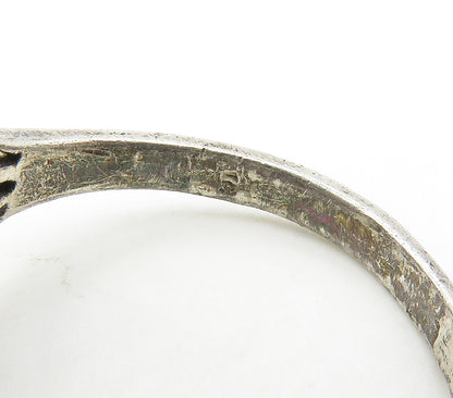 925 Sterling Silver  Vintage Floral Leaves Bypass Band Ring Sz 6.5  RG16897