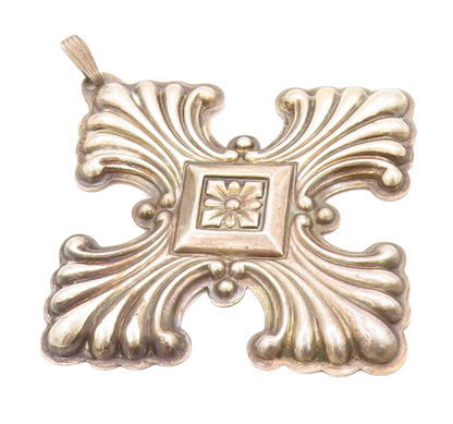925 Sterling Silver Vintage Pendant REED & BRTON Large Swirls Etched  PT23790