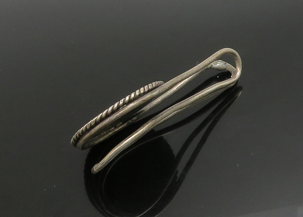 925 Sterling Silver  Vintage Oxidized Colombian Coin Money Clip  TR3181