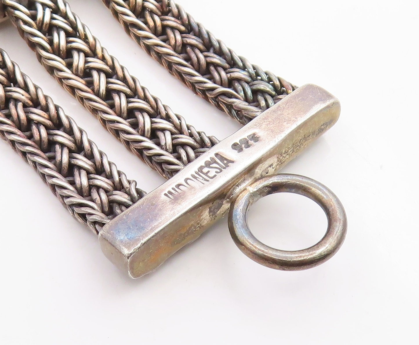 925 Sterling Silver Vintage Bracelet LOIS HILL Triple Strand Scroll Bar  BT12042