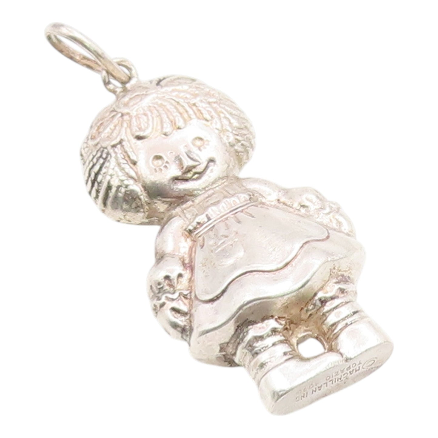 925 Sterling Silver Vintage Pendant 1975 MACMILLAN TOPAZIO 3D Ann Doll  PT26293