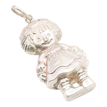 925 Sterling Silver Vintage Pendant 1975 MACMILLAN TOPAZIO 3D Ann Doll  PT26293