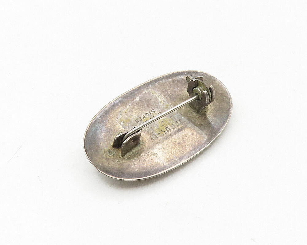 ISRAEL 925 Sterling Silver  Vintage Turquoise Ornate Twist Brooch Pin  BP7261