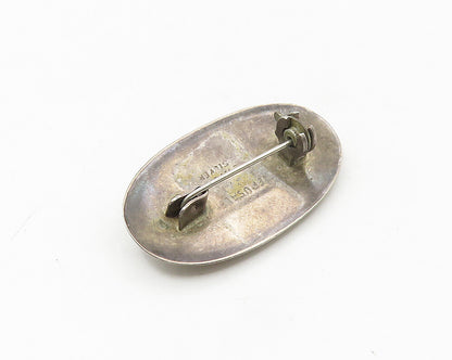 ISRAEL 925 Sterling Silver  Vintage Turquoise Ornate Twist Brooch Pin  BP7261
