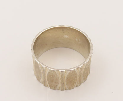 925 Silver  Vintage Linear Textured & Polished Pattern Ring Sz 9.5  RG26422