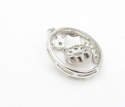 925 Sterling Silver  Vintage Cubic Zirconia Dangling Flower Pendant  PT6282