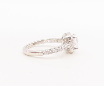 925 Sterling Silver Vintage Ring Square Cut Halo CZ Bands  Sz 6  RG29871