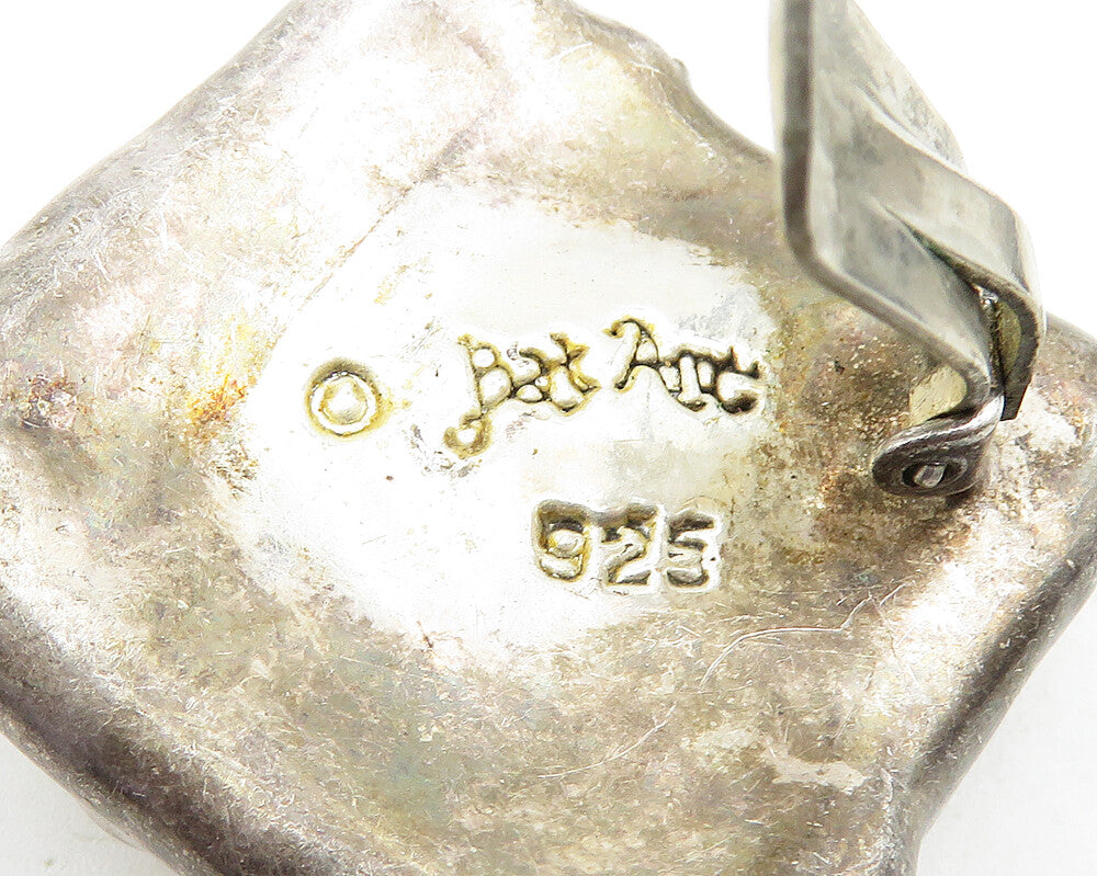 BATAMI ISRAEL 925 Silver  Vintage Hollow Sculpted Non Pierce Earrings  EG5858