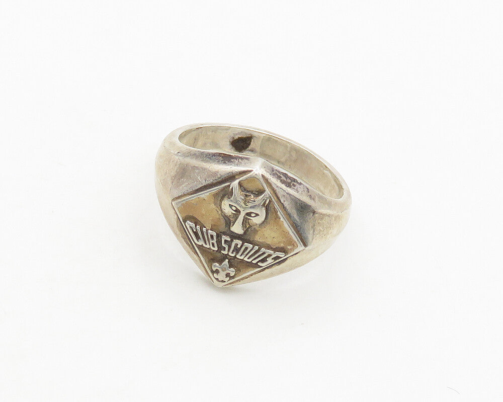 925 Sterling Silver  Vintage Boy Scouts Of America Band Ring Sz 5   RG19542