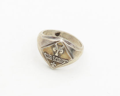 925 Sterling Silver  Vintage Boy Scouts Of America Band Ring Sz 5   RG19542