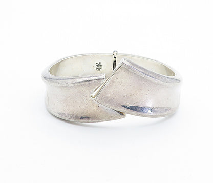 MEXICO 925 Sterling Silver  Vintage Bypass Style Hinge Bangle Bracelet  BT2512
