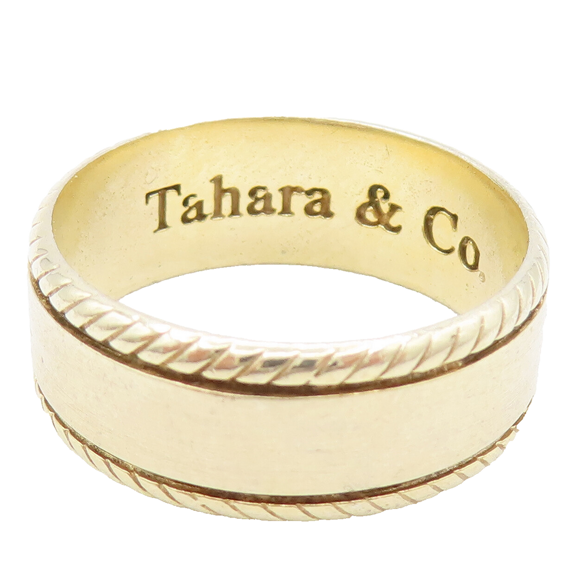 TAHARA 925 Sterling Silver Vintage Rope Border Smooth Band Ring Sz 9.5 RG26164