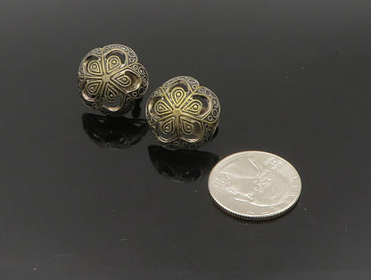EUROPEAN 925 Silver  Vintage Floral Motif Cut Out Non Pierce Earrings  EG11614