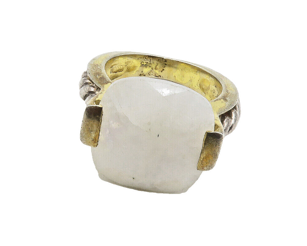 925 Sterling Silver Vintage Moonstone Gold Plated Cocktail Ring Sz 7  RG14653