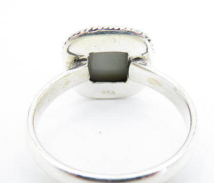 925 Sterling Silver  Druzy Twist Border Shiny Cocktail Ring Sz 8  RG7892