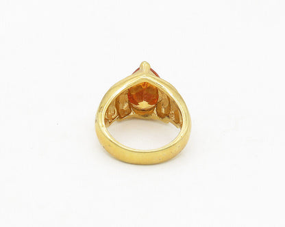 925 Sterling Silver  Tear Drop Citrine Gold Plated Cocktail Ring Sz 7  RG17312