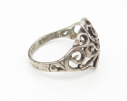 925 Sterling Silver  Vintage Dark Tone Baroque Swirl Band Ring Sz 6.5  RG10720
