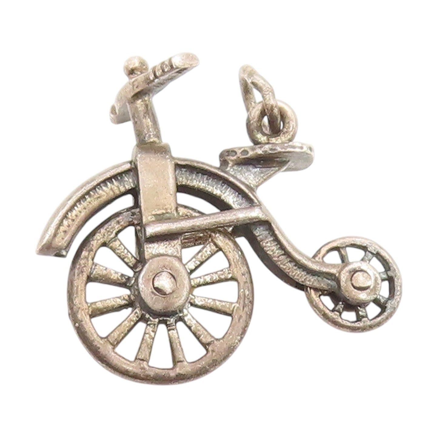925 Sterling Silver Vintage Pendant Retro High Wheeled Bicycle Charm  PT25393