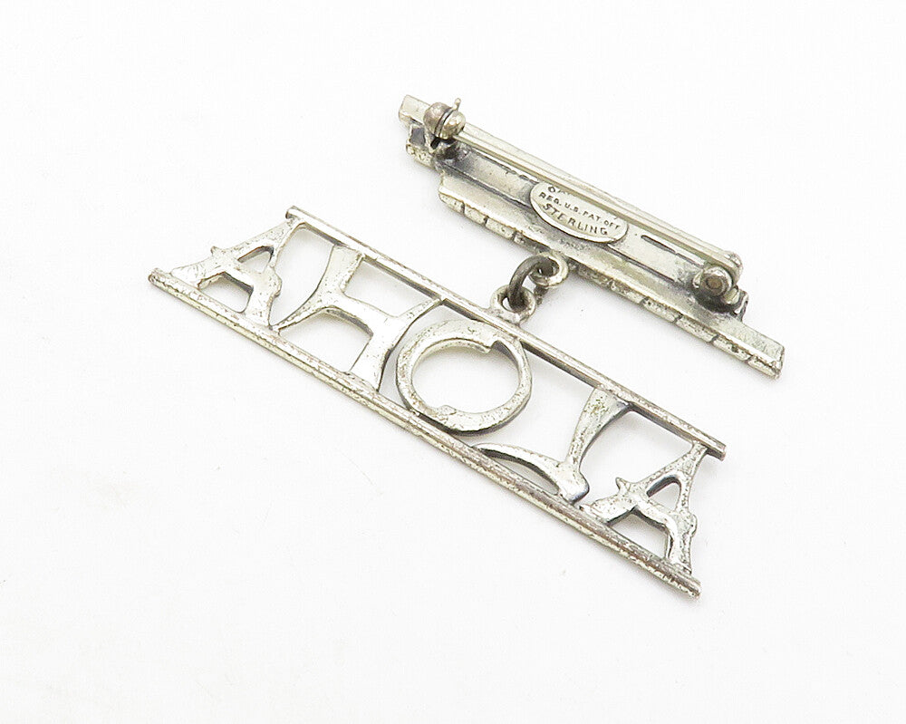 DANECRAFT 925 Sterling Silver  Vintage Shiny Aloha Dangling Brooch Pin  BP4750