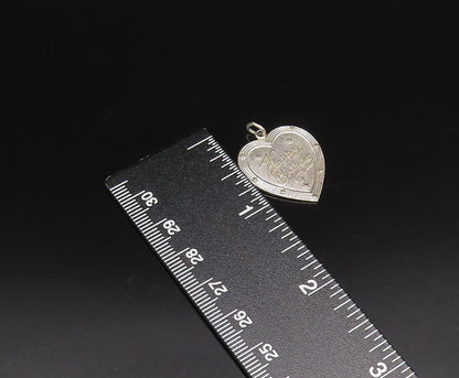 925 Sterling Silver Vintage Engraved Happy Birthday Love Heart Pendant PT21839