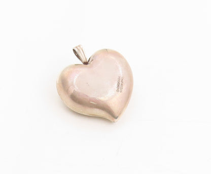 925 Sterling Silver Vintage Pendant GORHAM Two Tone Love Heart & Rose  PT25252