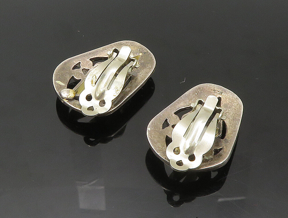 925 Silver  Vintage Shiny Mother of Pearl Non Pierce Drop Earrings  EG11507