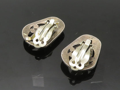 925 Silver  Vintage Shiny Mother of Pearl Non Pierce Drop Earrings  EG11507