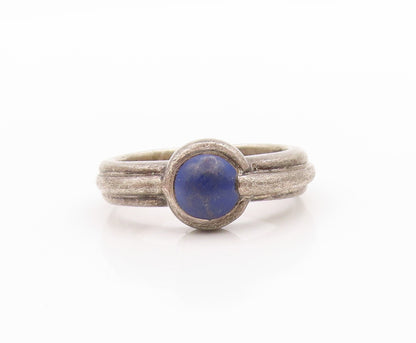 925 Sterling Silver Vintage Ring Antique Cabochon Lapis Lazuli  Sz 7.5  RG33372