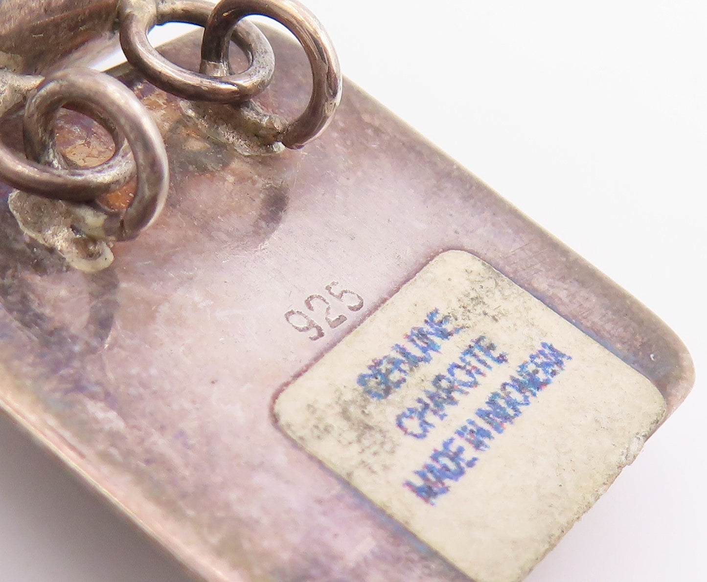 925 Sterling Silver Vintage Pendant Genuine Charoite Geometric Charm  PT26026