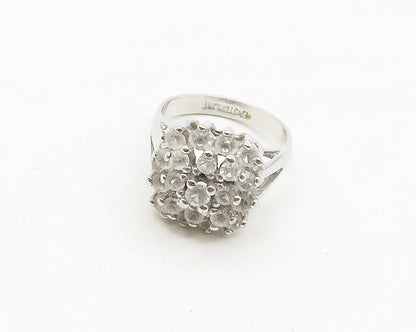 UNCAS 925 Sterling Silver  Prong Set Topaz Cluster Cocktail Ring Sz 8  RG17406