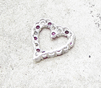 925 Sterling Silver  Ruby & Topaz Love Heart Slider Pendant  PT1149