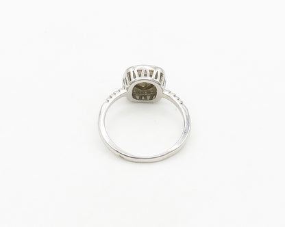 925 Sterling Silver  Vintage Shiny Topaz Floral Motif Band Ring Sz 7  RG19613