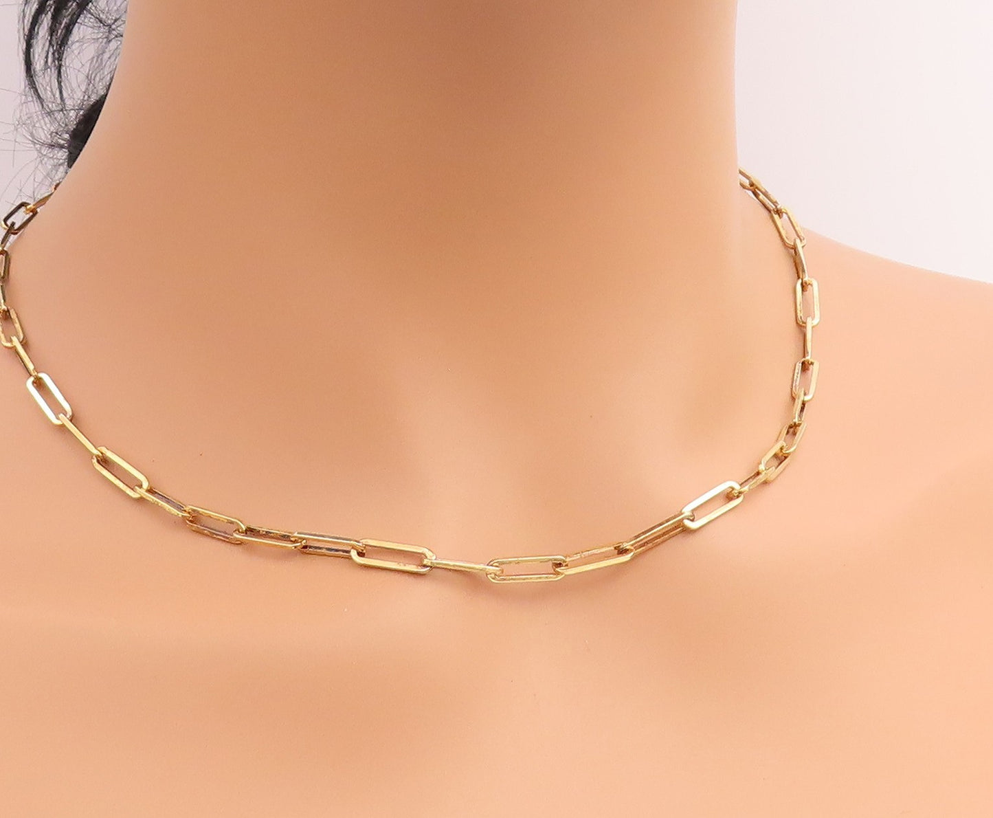925 Sterling Silver Vintage Necklace Gold Plated Interlocking Oval Chain  NE4934
